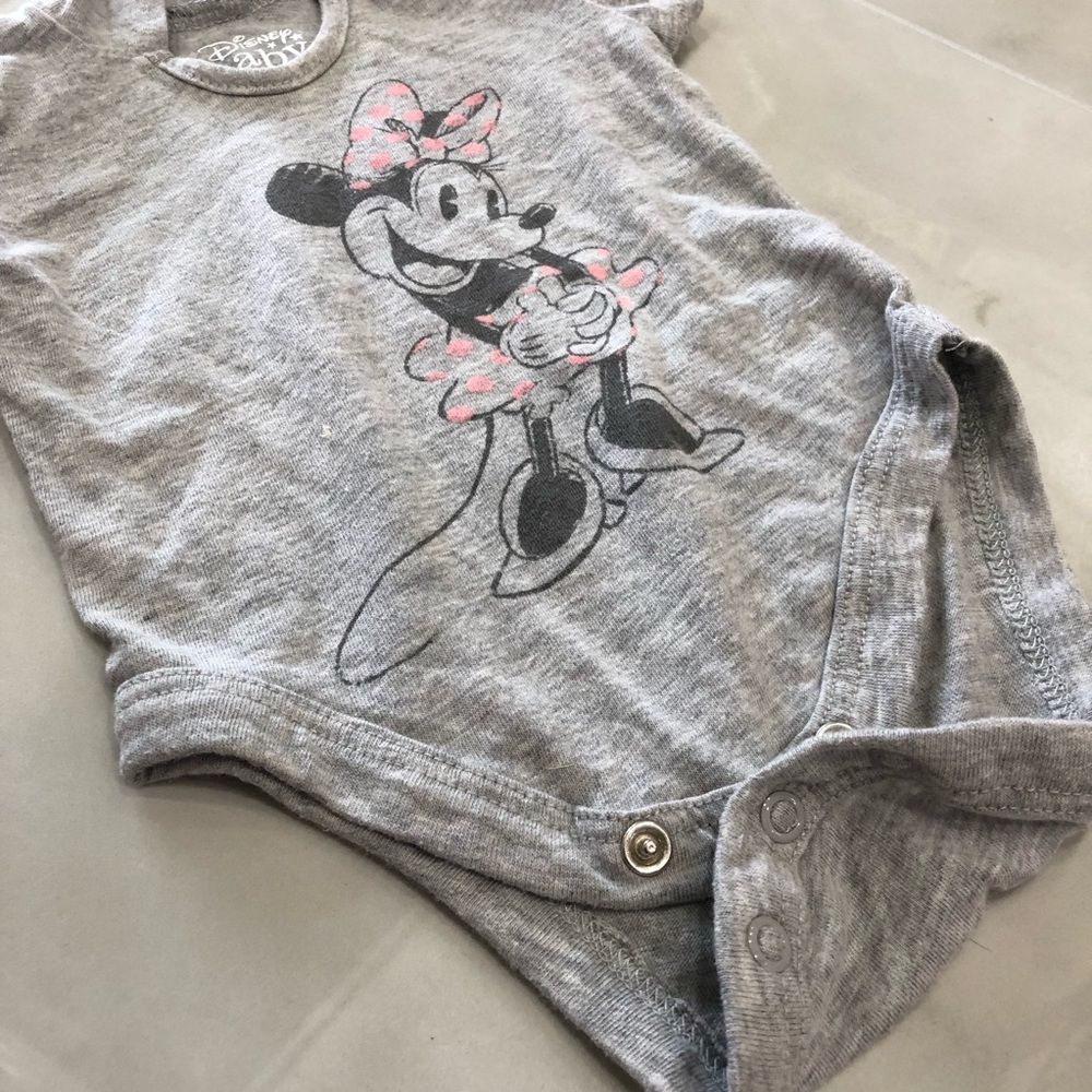 Disney Gray and Pink Minnie Mouse Bodysuit